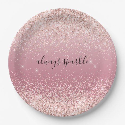 Girly Pink Glitzy Glitzer Pappteller (Vorderseite)