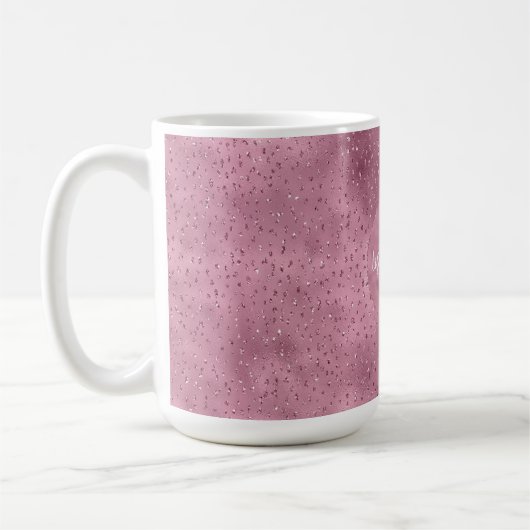 Girly Pink Glitzy Glitzer Sparkle personalisiert Kaffeetasse (Links)