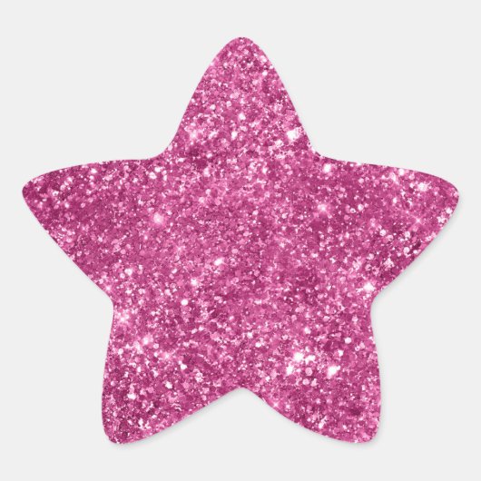 Girly Pink Glitzy Glitzer Stern-Aufkleber (Vorderseite)