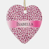 Girly Pink Glitzy Leopard Personalisiert Name Keramik Ornament (Rechts)