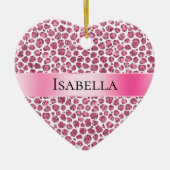 Girly Pink Glitzy Leopard Personalisiert Name Keramik Ornament (Vorne)