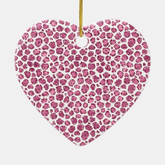 Girly Pink Glitzy Leopard Personalisiert Name Keramik Ornament (Hinten)