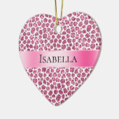 Girly Pink Glitzy Leopard Personalisiert Name Keramik Ornament (Links)