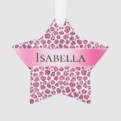 Girly Pink Glitzy Leopard Personalisiert Name Ornament (Vorderseite)
