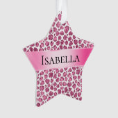 Girly Pink Glitzy Leopard Personalisiert Name Ornament (Vorderseite)