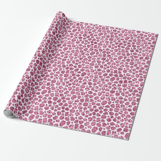 Girly Pink Glitzy Leopard Print Geschenkpapier (Ungerollt)