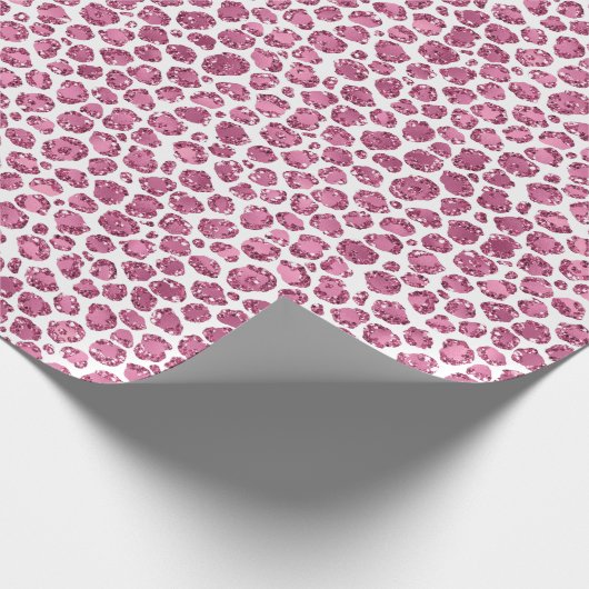 Girly Pink Glitzy Leopard Print Geschenkpapier (Ecke)