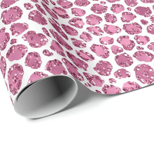 Girly Pink Glitzy Leopard Print Geschenkpapier (Rolleneckpunkt)