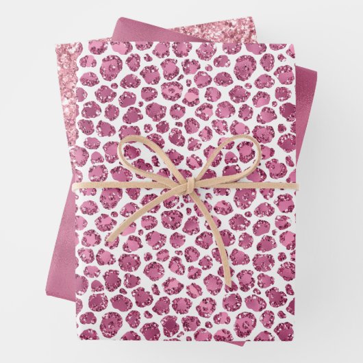 Girly Pink Glitzy Leopard Print Geschenkpapier Set (Beispiel)