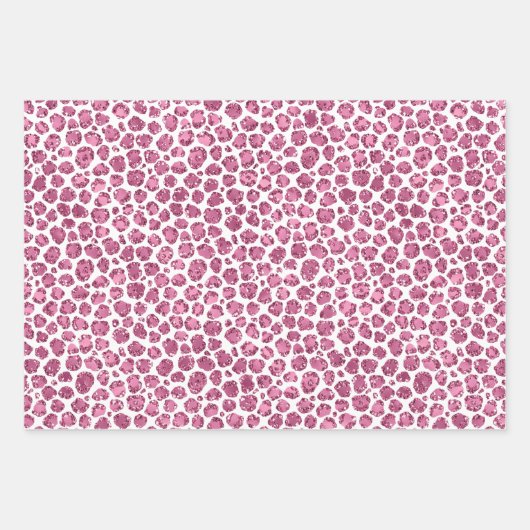 Girly Pink Glitzy Leopard Print Geschenkpapier Set (Vorderseite)