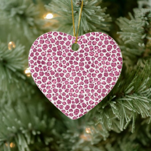Girly Pink Glitzy Leopard Print Keramik Ornament (Baum)