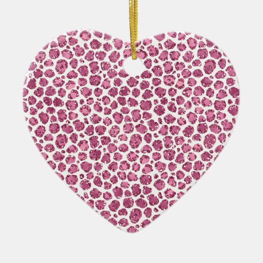 Girly Pink Glitzy Leopard Print Keramik Ornament (Vorne)