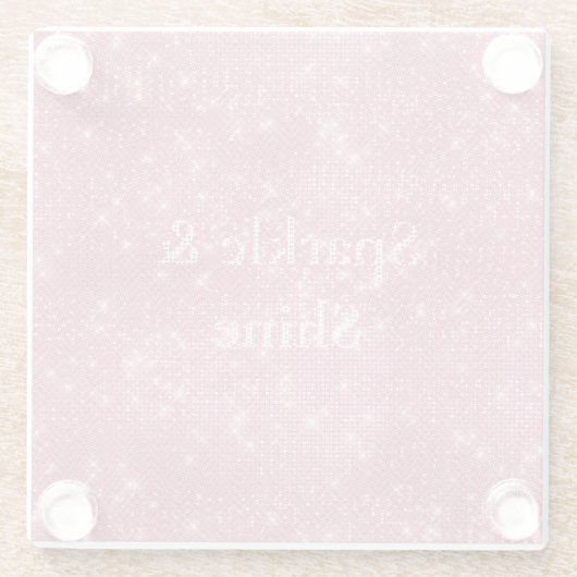 Girly Pink Glitzy Sparkle Glasuntersetzer (Rückseite)