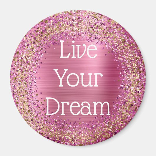 Girly Pink Glitzy Sparkle Glitzer Magnet (Vorne)