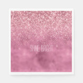 Girly Pink Glitzy Sparkle Glitzer personalisiert Serviette (Vorderseite)