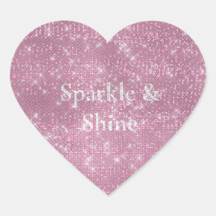 Girly Pink Glitzy Sparkle Herz-Aufkleber