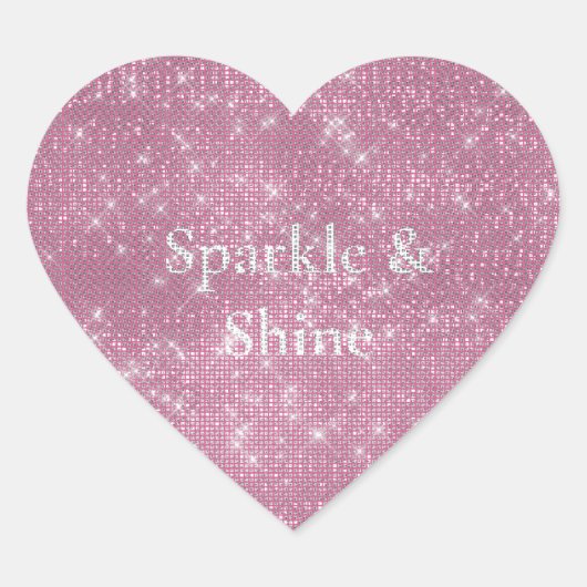 Girly Pink Glitzy Sparkle Herz-Aufkleber (Vorderseite)