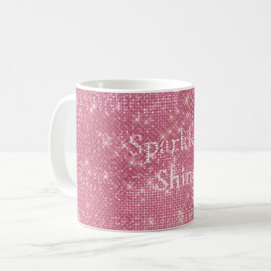 Girly Pink Glitzy Sparkle Kaffeetasse (Vorderseite Links)