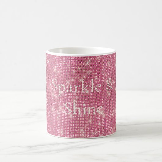 Girly Pink Glitzy Sparkle Kaffeetasse (Mittel)