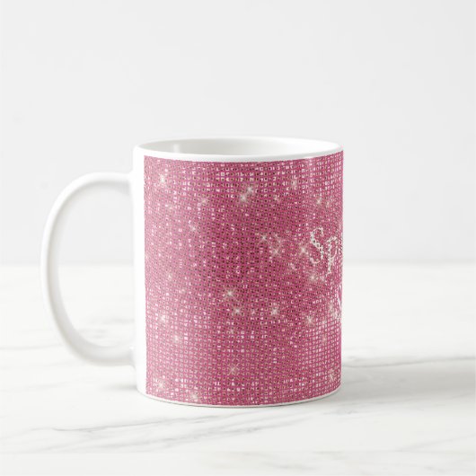 Girly Pink Glitzy Sparkle Kaffeetasse (Links)