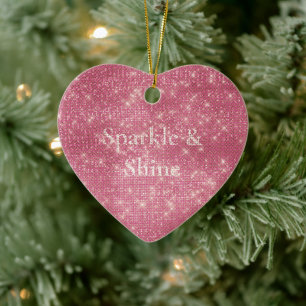 Girly Pink Glitzy Sparkle Keramik Ornament