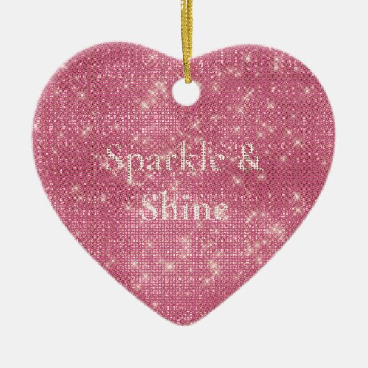Girly Pink Glitzy Sparkle Keramik Ornament (Vorne)