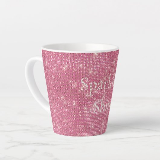 Girly Pink Glitzy Sparkle Milchtasse (Linke Ecke)