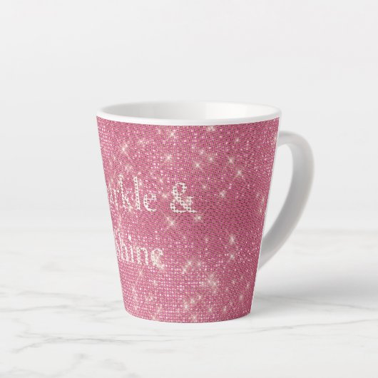 Girly Pink Glitzy Sparkle Milchtasse (Rechte Ecke)