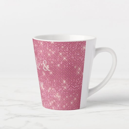 Girly Pink Glitzy Sparkle Milchtasse (Rechts)