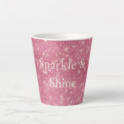Girly Pink Glitzy Sparkle Milchtasse (Vorderseite)