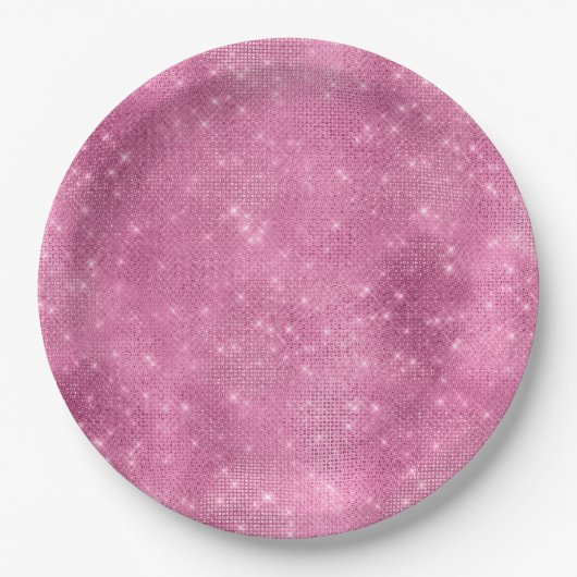 Girly Pink Glitzy Sparkle Pappteller (Vorderseite)