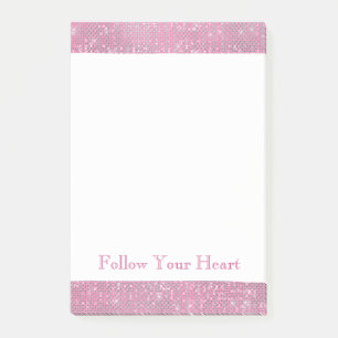 Girly Pink Glitzy Sparkle Post-it Klebezettel