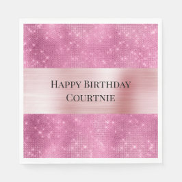 Girly Pink Glitzy Sparkle Serviette