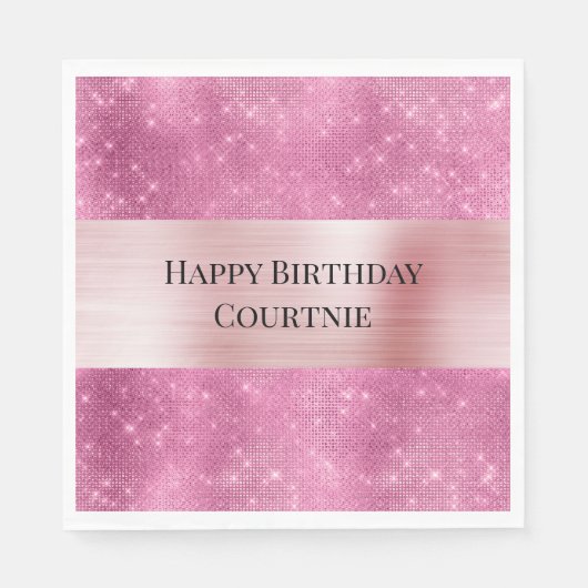 Girly Pink Glitzy Sparkle Serviette (Vorderseite)