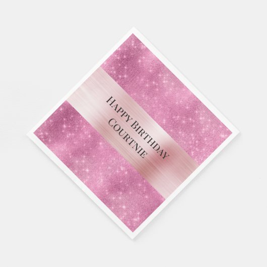 Girly Pink Glitzy Sparkle Serviette (Ecke)