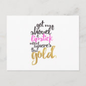 Girly Pink Gold Black Gold Digger Typografie Postkarte (Vorderseite)