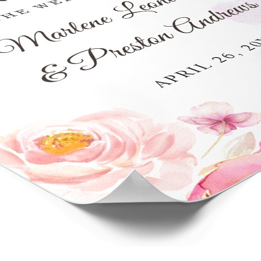 Girly Pink & Gold Blumenzettel Poster (Ecke)