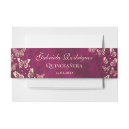 Girly Pink Gold Butterfly 15 Jahre alt Quinceañera Einladungsbanderole