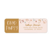 Girly Pink Gold Confetti Grad Party Return Address (Vorne)