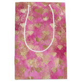Girly Pink Gold Diamonds Mittlere Geschenktüte (Vorderseite)
