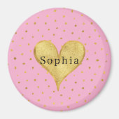 Girly Pink Gold Dots Heart  Magnet (Vorne)
