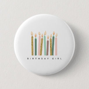 Girly Pink Gold Geburtstags Happy Birthday PrettyG Button