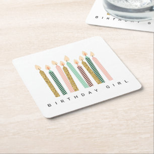 Girly Pink Gold Geburtstags Happy Birthday PrettyG Rechteckiger Pappuntersetzer