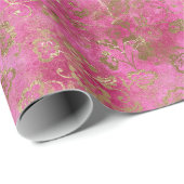 Girly Pink Gold Glam Floral Geschenkpapier (Rolleneckpunkt)
