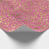 Girly Pink Gold Glam Leopard Geschenkpapier (Ecke)