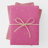 Girly Pink Gold Glam Stars Geschenkpapier Set (Beispiel)