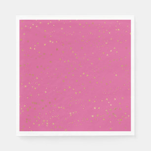 Girly Pink Gold Glam Stars Serviette