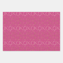 Girly Pink Gold Glam XOXO Geschenkpapier Set