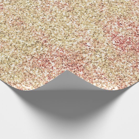 Girly Pink Gold Glitz Glitzer Geschenkpapier (Ecke)