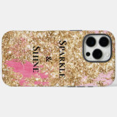 Girly Pink Gold Glitzer Case-Mate iPhone Hülle (Rückseite (Horizontal))